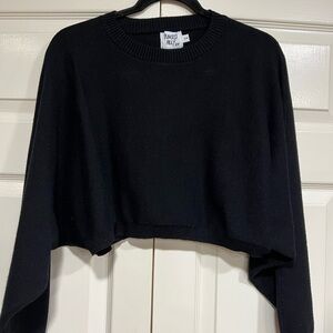 Princess Polly Black Long Sleeve Cropped Sweater Scoopneck Size S/M Like New